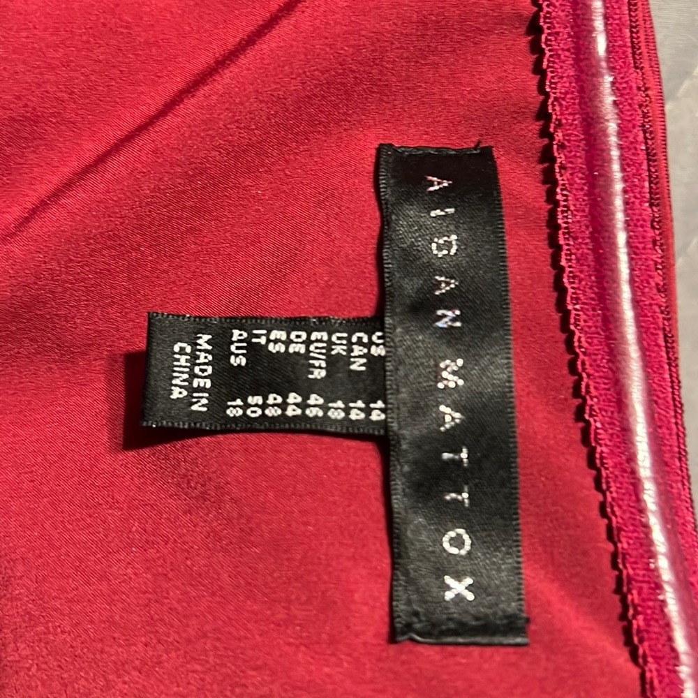 Aidan Mattox strapless, maroon dress in size 14
